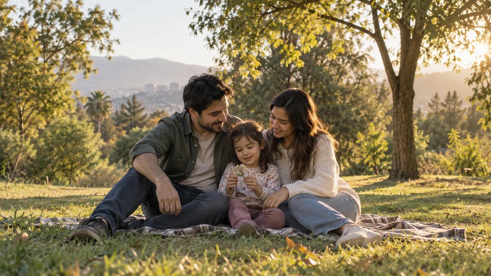 Una familia compartiendo un momento al aire libre
